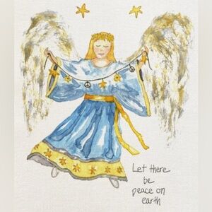 French Graffiti Peace On Earth Angel Tea Towel Brand New